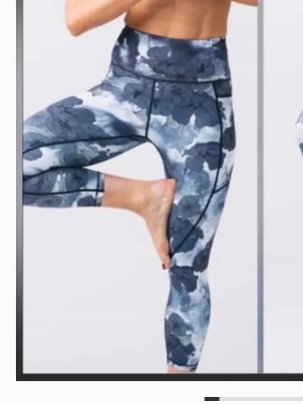 ZYIA Active Blue Floral Pocket Light n Tight Hi-Rise Capri leggings in size 4.